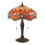 Lampada da tavolo Tiffany Dragonfly Flame 2xE27 rossa