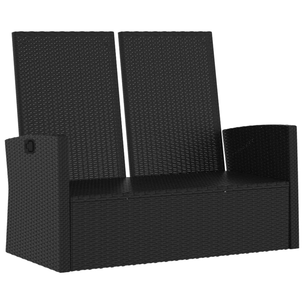 Panca da giardino mobili da esterno per patio panca reclinabile da terrazza con cuscini nera 118 x 62 x 95 cm resina intrecciata 02_0011739
