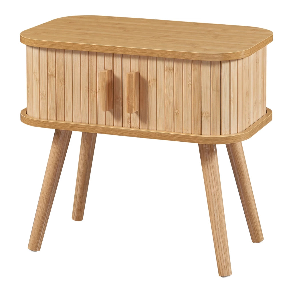 Tavolino con ante scorrevoli MDF legno di bambù 48 x 30 x 45 cm naturale 03_0010939