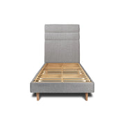 Letto 90x200 cm con testiera in linea - tessuto bouclé