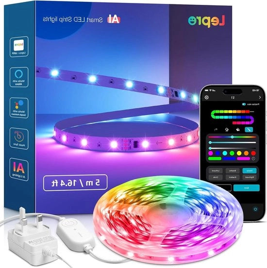 Led strip 5 m con app di controllo MagicColor e sincronizzazione musicale - Compatibile con Alexa e Google Assistant
