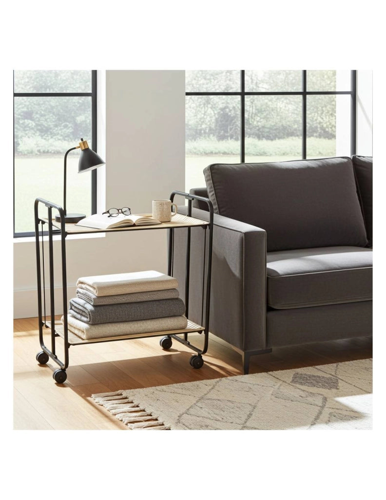 Carrello da cucina pieghevole nero con ruote BAUHAUS 2 ripiani