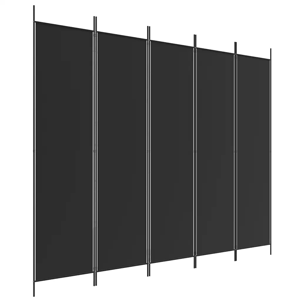 Divisorio Ambienti | Divider per stanze | Paravento 5 Pannelli Nero 250x200 cm Tessuto
