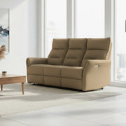 Divano recliner Softwave 3 posti elettrico in tessuto camel 186 cm