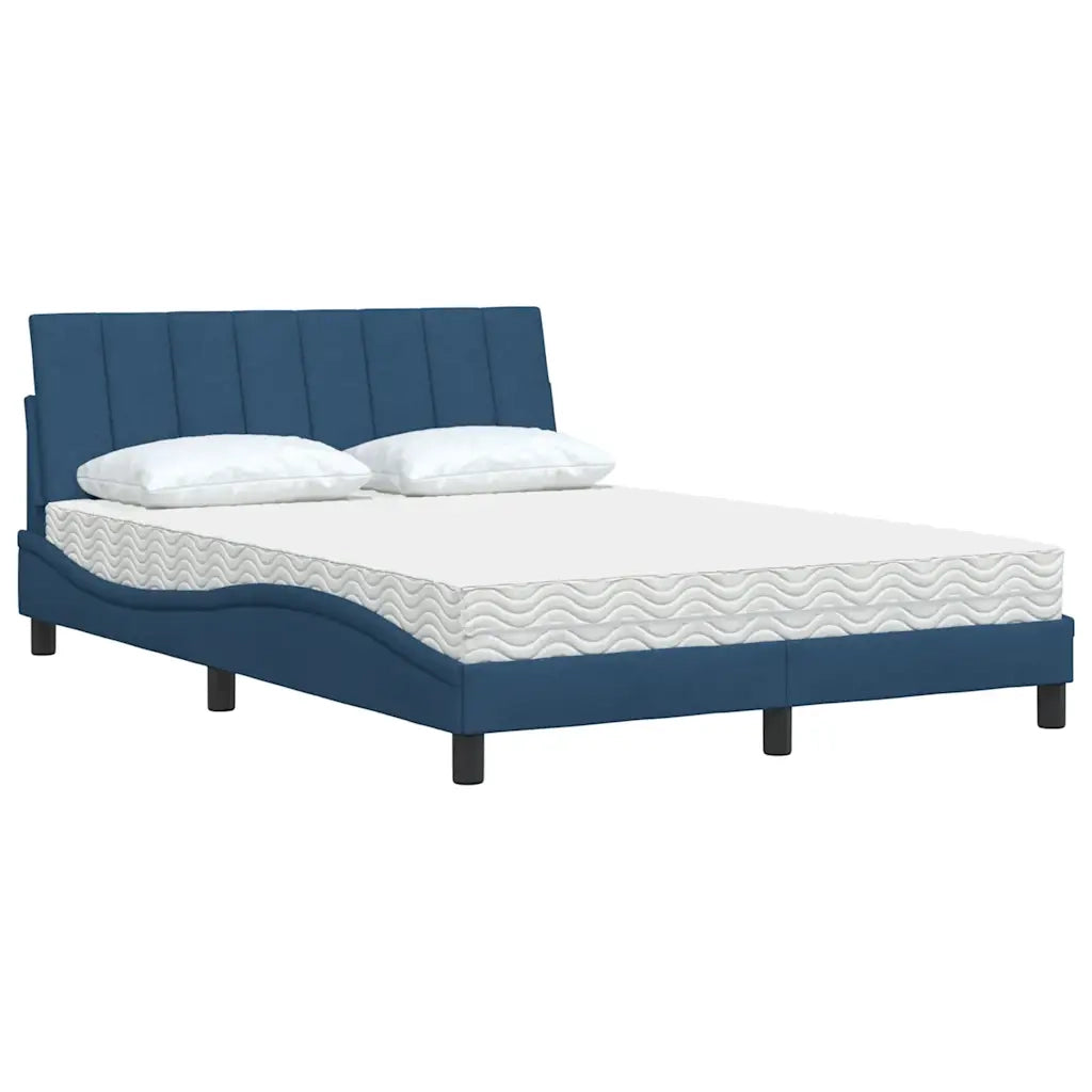 Letto con Materasso Hanko Blu 140x190 cm in Tessuto 3310530