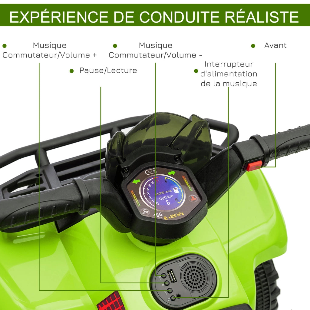 Quad elettrico per bambini ¨C zephmum ¨C verde 18-36 mesi 6V 2km/h