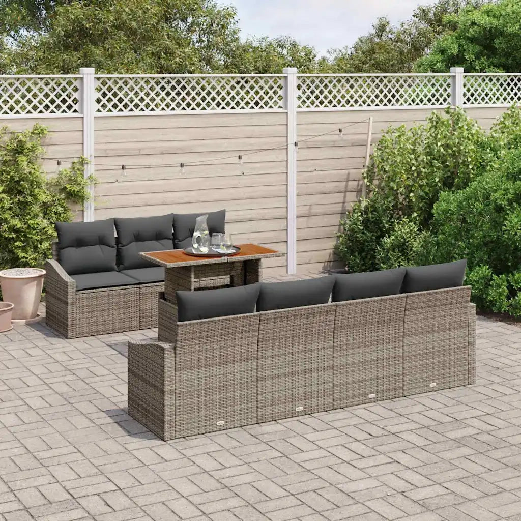Set Divano da Giardino 8 pcs Grigio Poly Rattan 3358533