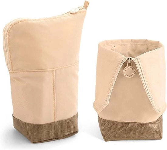 Etui per penne unisex - Organizzatore per studenti - Etui per cosmetici - Etui in lino piccolo - Regalo per la prima giornata di scuola - Scatola per scuole beige - Moda