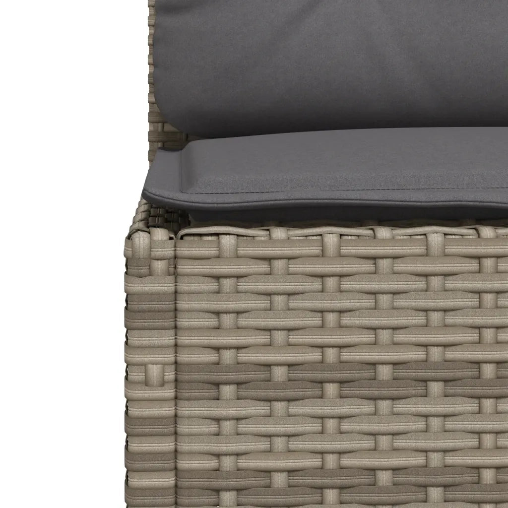 Divano Giardino Senza Braccioli con Cuscini Grigio Polyrattan 365906