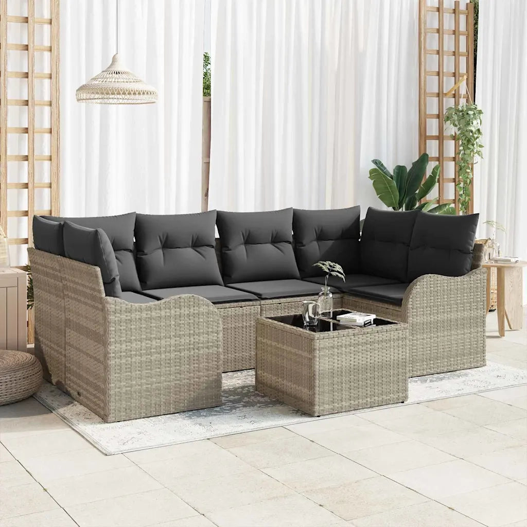 Set Divano da Giardino Grigio chiaro 55 x 55 x 37 cm polyrattan