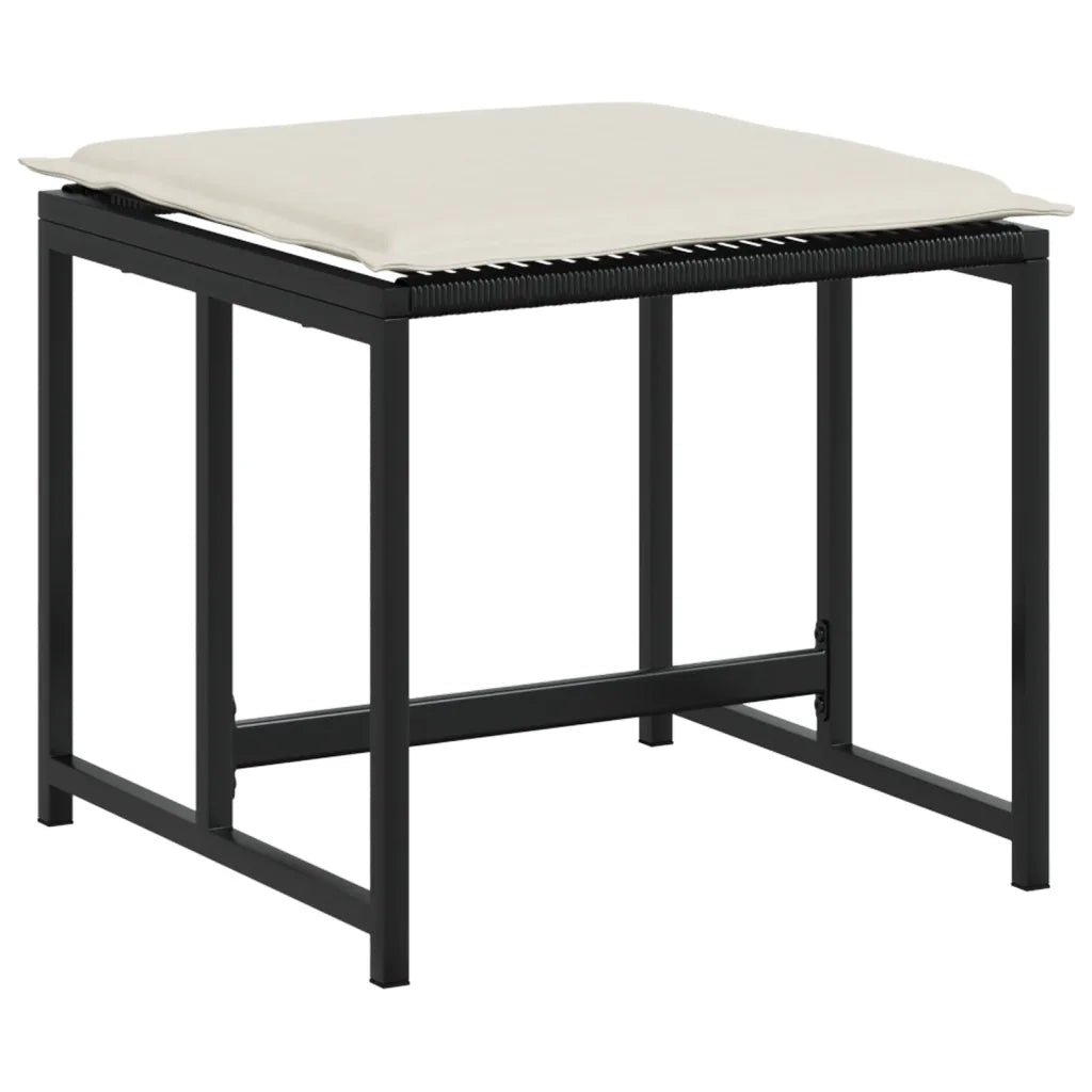 Set da Pranzo da Giardino 13pz con Cuscini Nero in Polyrattan 3295030