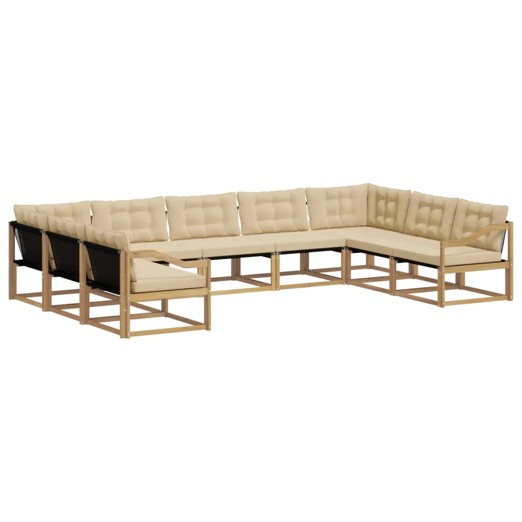 Set di divani da esterno con cuscino 9 pcs Bianco e Beige 3389079