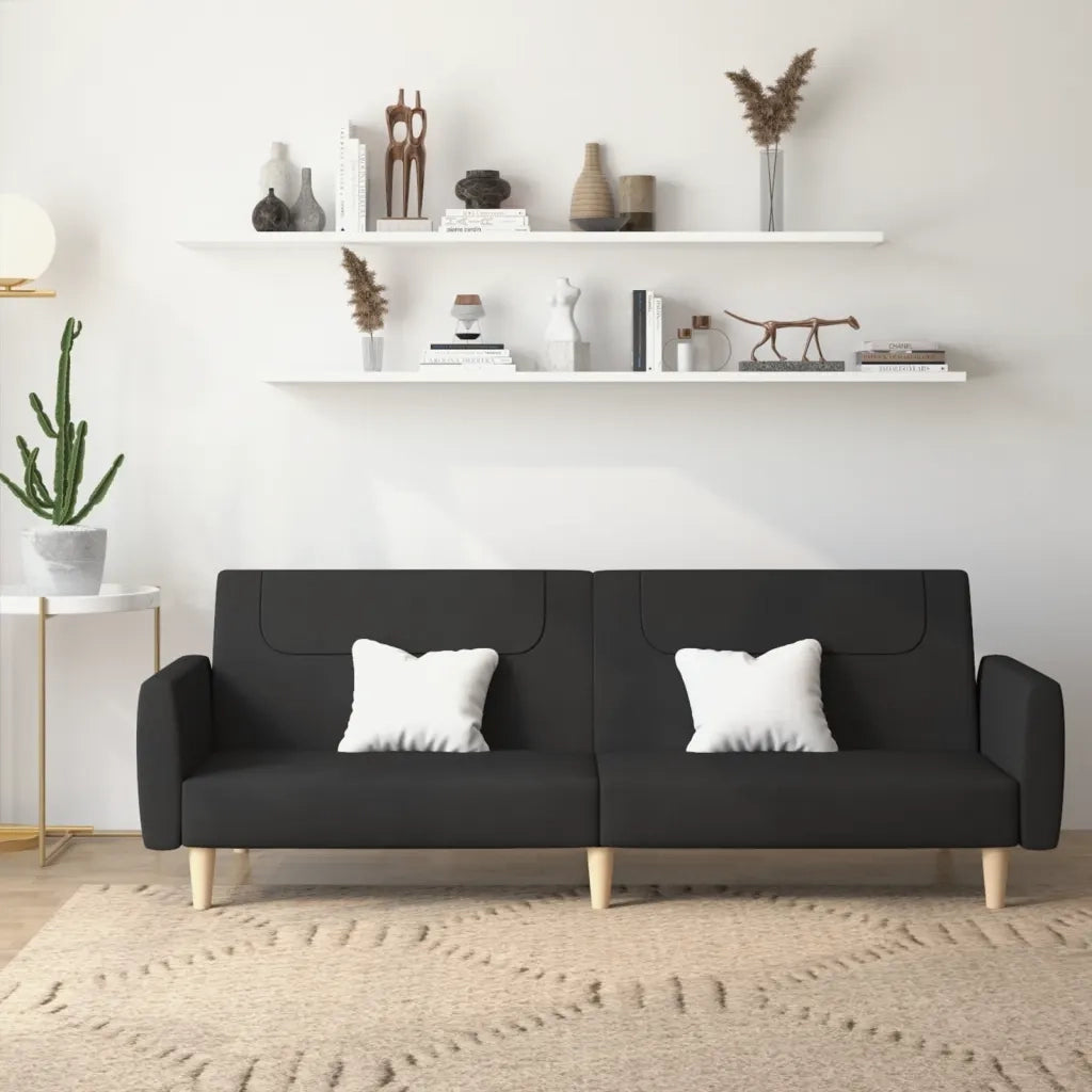 Divano letto | Sof¨¤ letto | Letto singolo a 2 Posti Nero in Tessuto