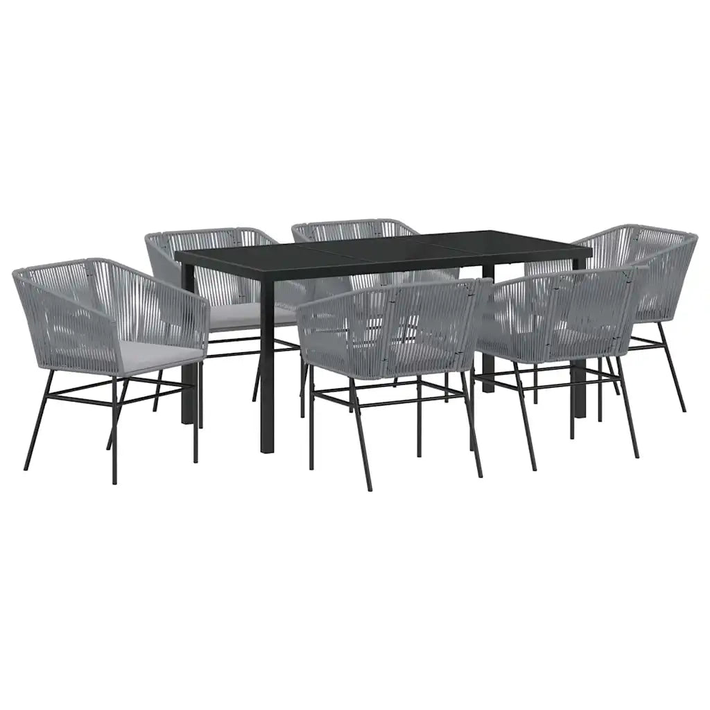Set da Pranzo per Giardino con cuscino 7 pcs Grigio