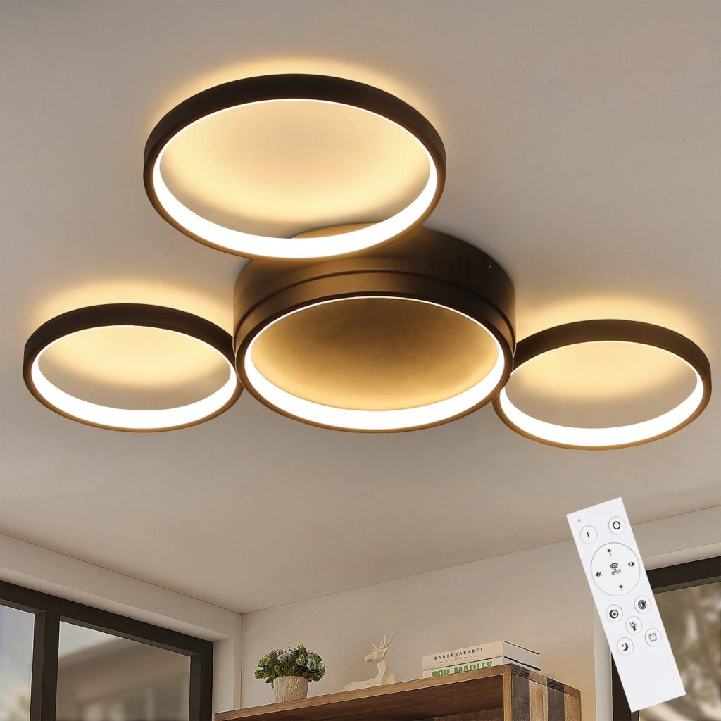 ZMH Lampada da soffitto LED 4 fiamme ad anello telecomando per camera letto
