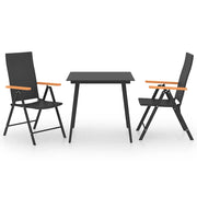 Set da Pranzo da Giardino 3 pz | Set Salotto da Giardino Nero e Marrone