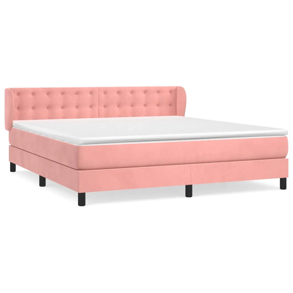 Giroletto a Molle con Materasso Rosa 160x200 cm in Velluto 3127744