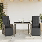 Set Bistrò da Giardino 3 pz con Cuscini in Polyrattan Grigio 3277165