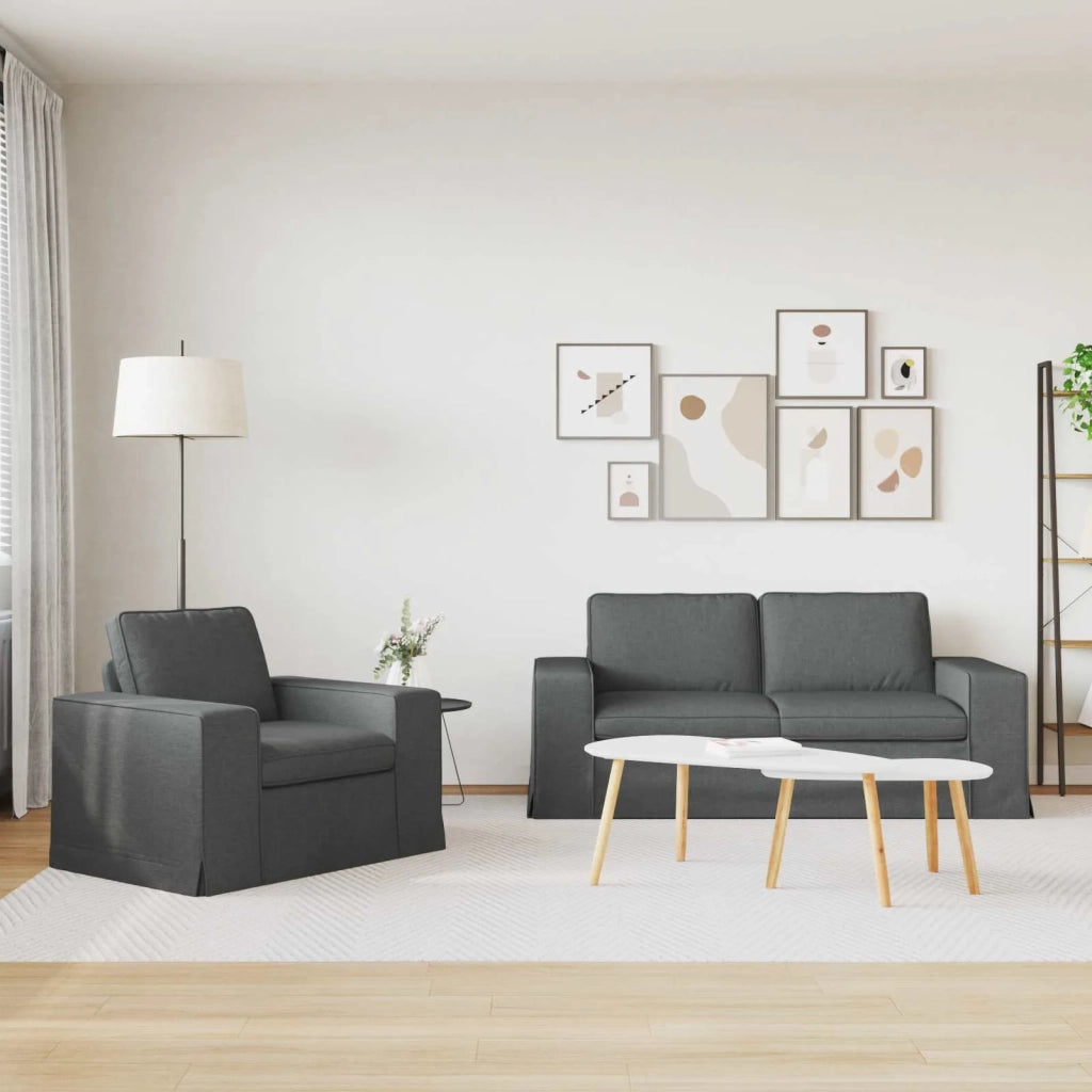 Set di divani 2 pcs Grigio scuro 182 x 80 x 82 cm Tessuto 3407545