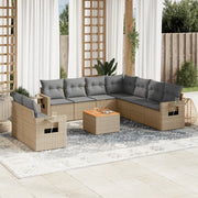 Set Divano da Giardino 10 pz con Cuscini Beige in Polyrattan 3224631