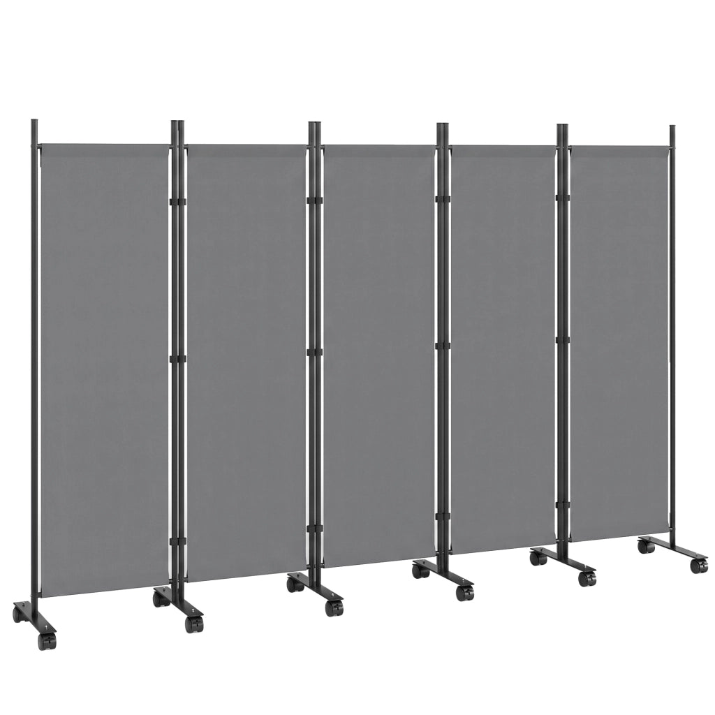 Paravent Pieghevole ¨C zephmum ¨C Grigio, Acciaio e Poliestere, 252x170 cm