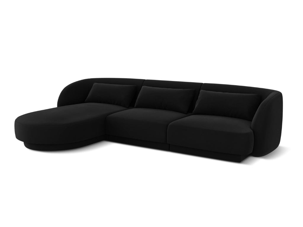 Cosmopolitan Design - Divano angolare sinistro "Tulum" 4 posti in velluto nero 