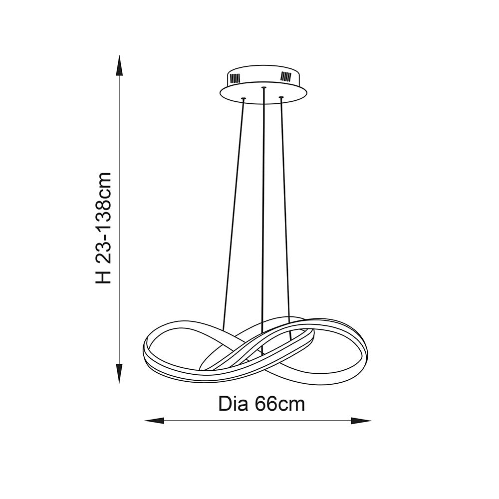 Lampada sospensione loop LED cromata 40,5W Endon ARIA