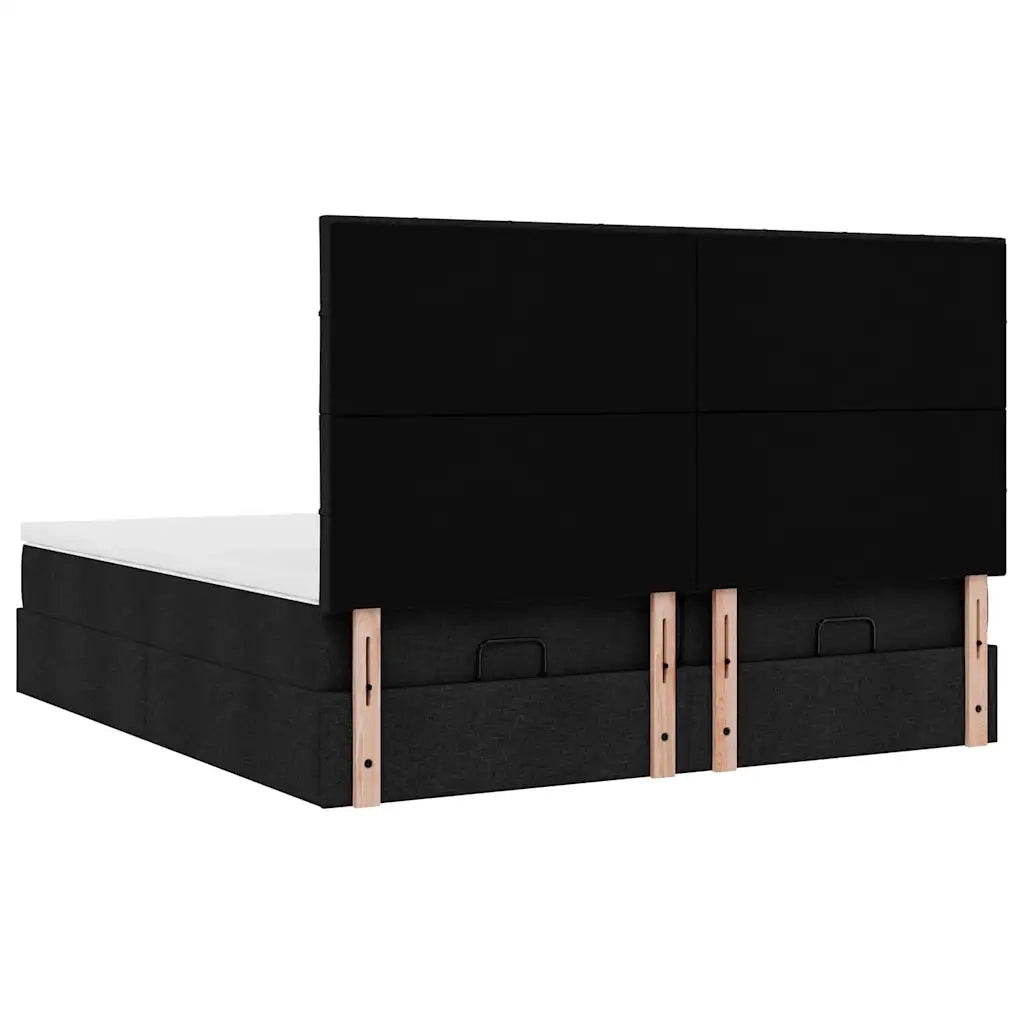 Struttura Letto Pouf con Materassi Nero 200x200 cm in Tessuto 3314550