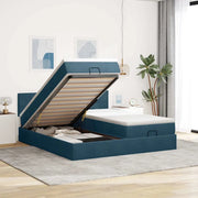Pouf Letto con Materassi e LED Blu Scuro 200x200cm Velluto