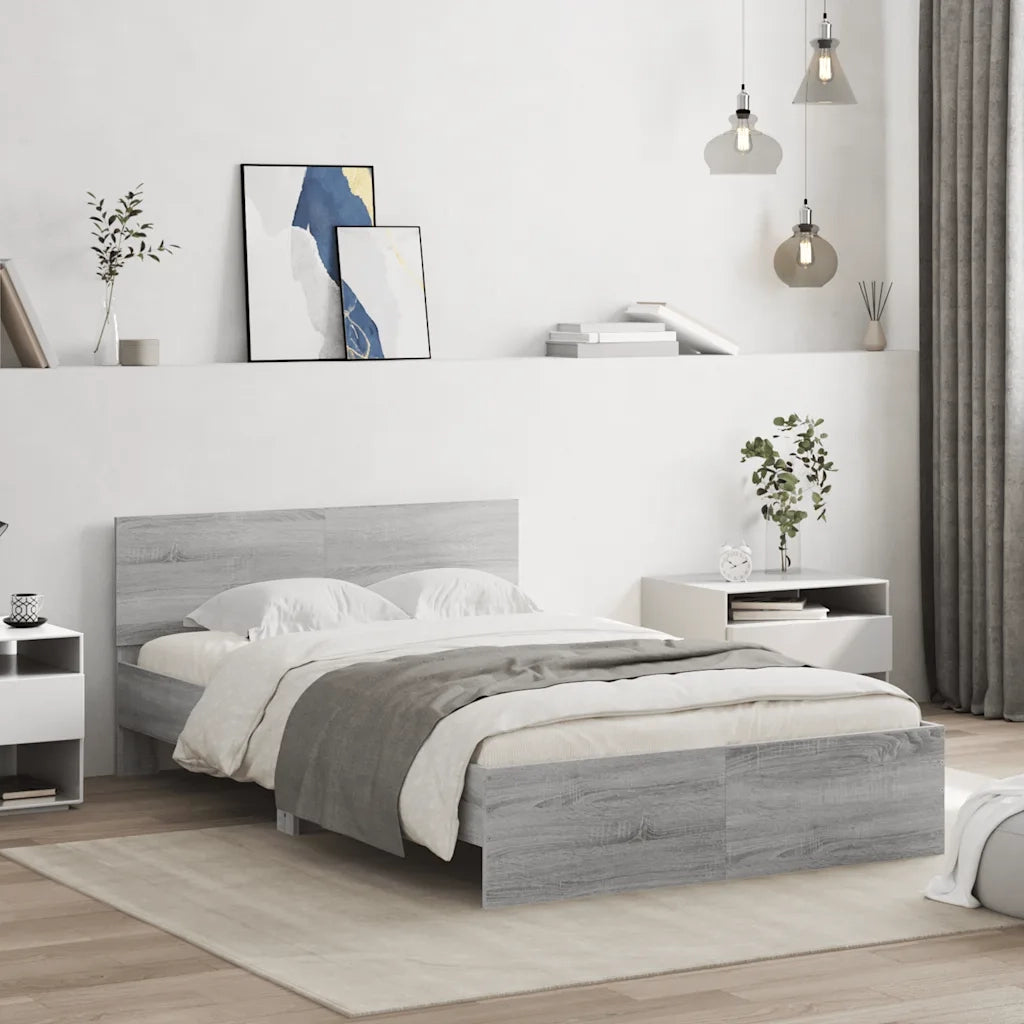 Giroletto con Testiera e LED Grigio Sonoma 120x200 cm 3207621