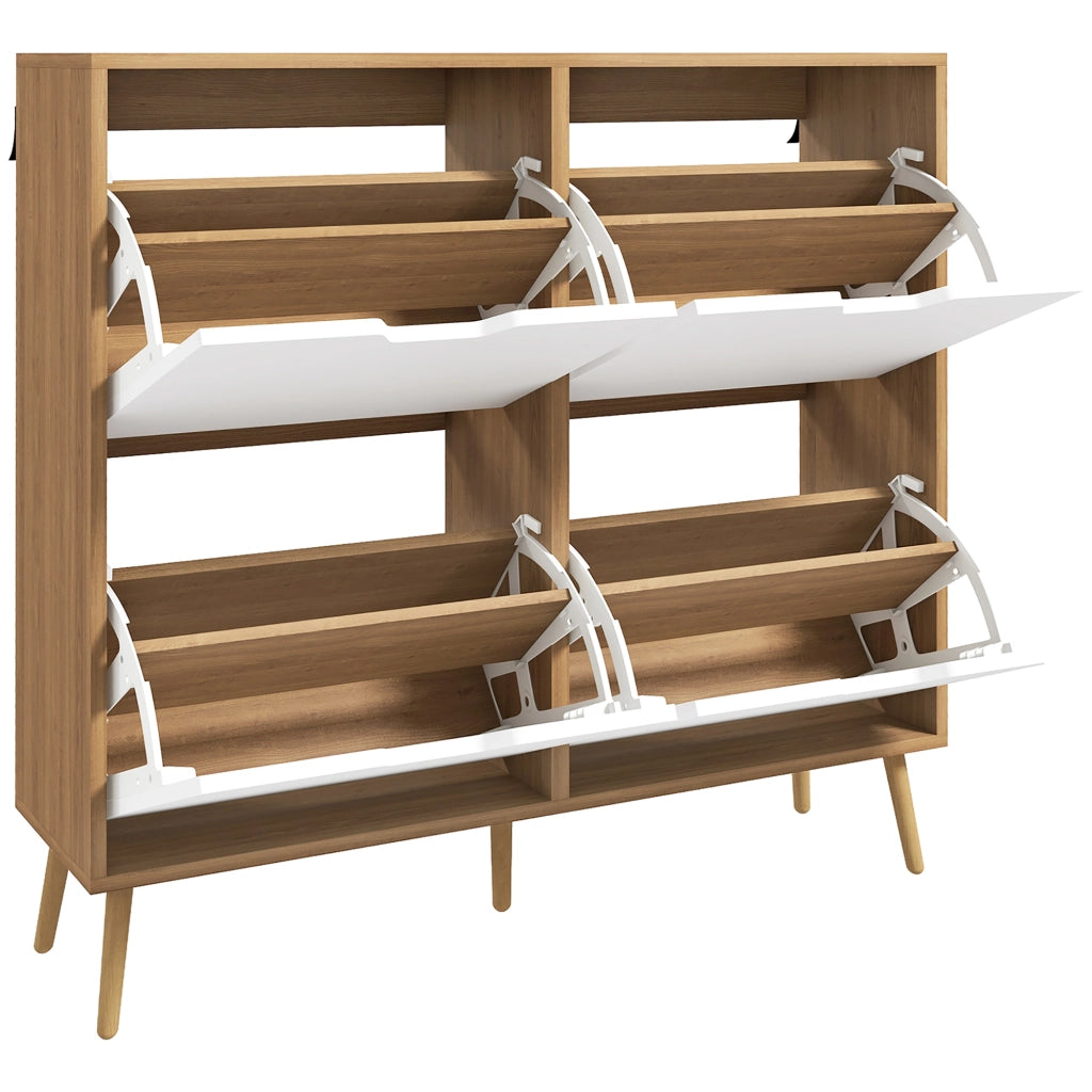 Scarpiera 4 ante con ripiano regolabile ¨C Minimal ¨C 95x26x95 cm in legno di pino naturale