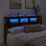 Testiera LED-Testata con LED-Testiera Decorativa Rovere Fumo 180x18,5x103,5 cm Legno Multistrato