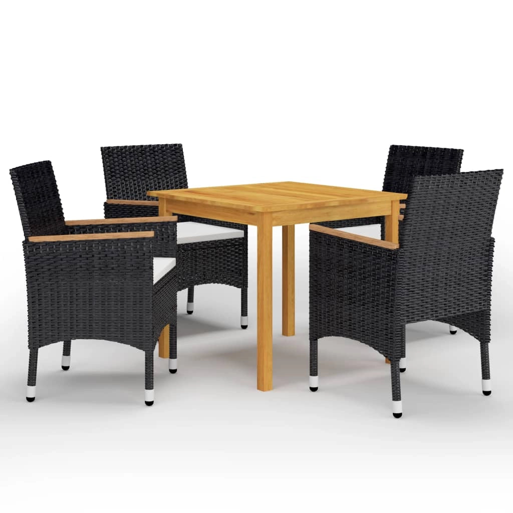 Set da pranzo da giardino per esterni 5 pezzi nero 02_0013857