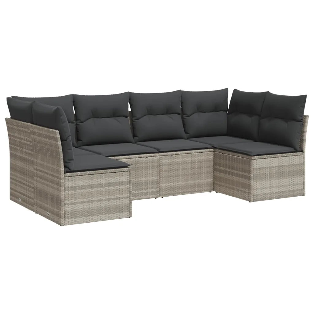 Set Divano da Giardino 6pz con Cuscini Grigio Chiaro Polyrattan 3249231