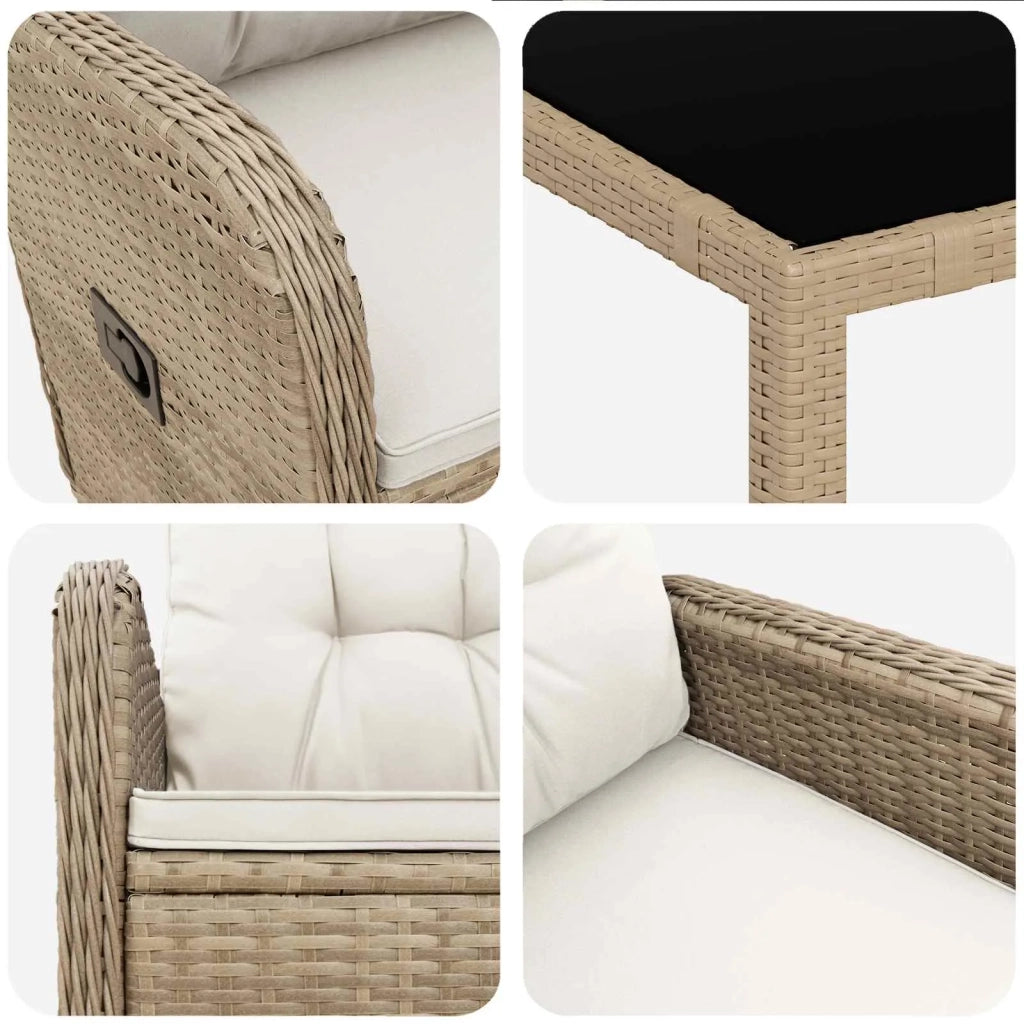 Set da pranzo per esterni 7 pcs Beige e Bianco Crema 3422341