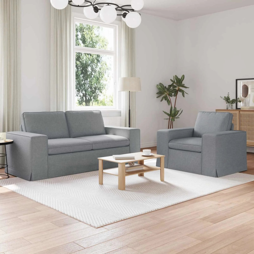 Set di divani 2 pcs Grigio chiaro 182 x 80 x 82 cm Tessuto 3407544