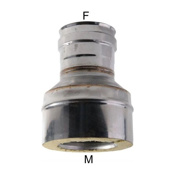 MARAL Adattatore inox MP 8F-DP 8-13 DP a doppia parete con isolamento in lana di roccia 25 mm colore Acciaio lucido