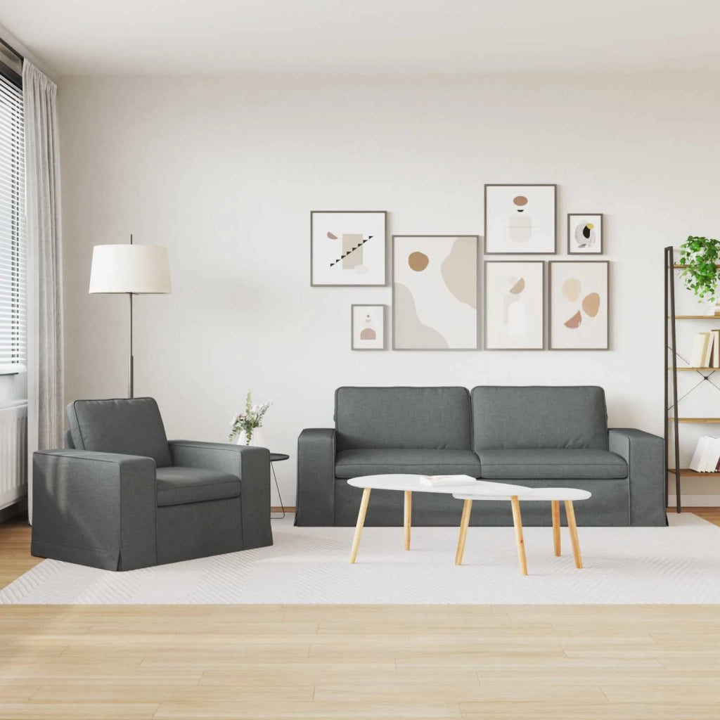 Set di divani 2 pcs Grigio scuro 222 x 80 x 82 cm Tessuto 3407589
