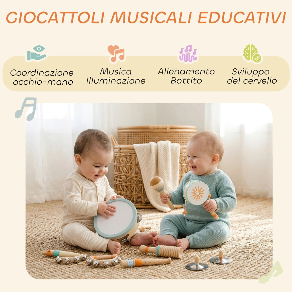 Set Strumenti Musicali Percussioni Legno Montessori ¨C Xylo ¨C Bambini