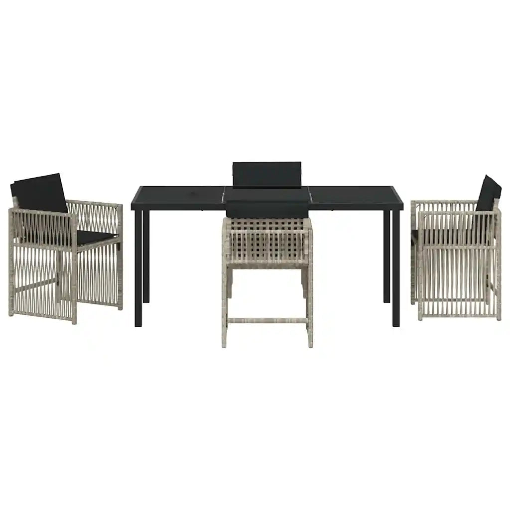 Set da Pranzo per Giardino 5 pcs Grigio chiaro polyrattan