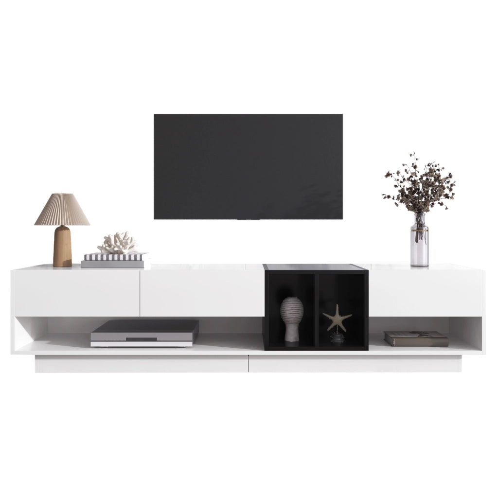 TV-Schrank bianco lucido e nero; truciolato; lunghezza 190 cm