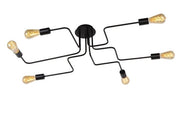 Lampadario Lucide Lester 6 Luci E27 Nero Dimmerabile