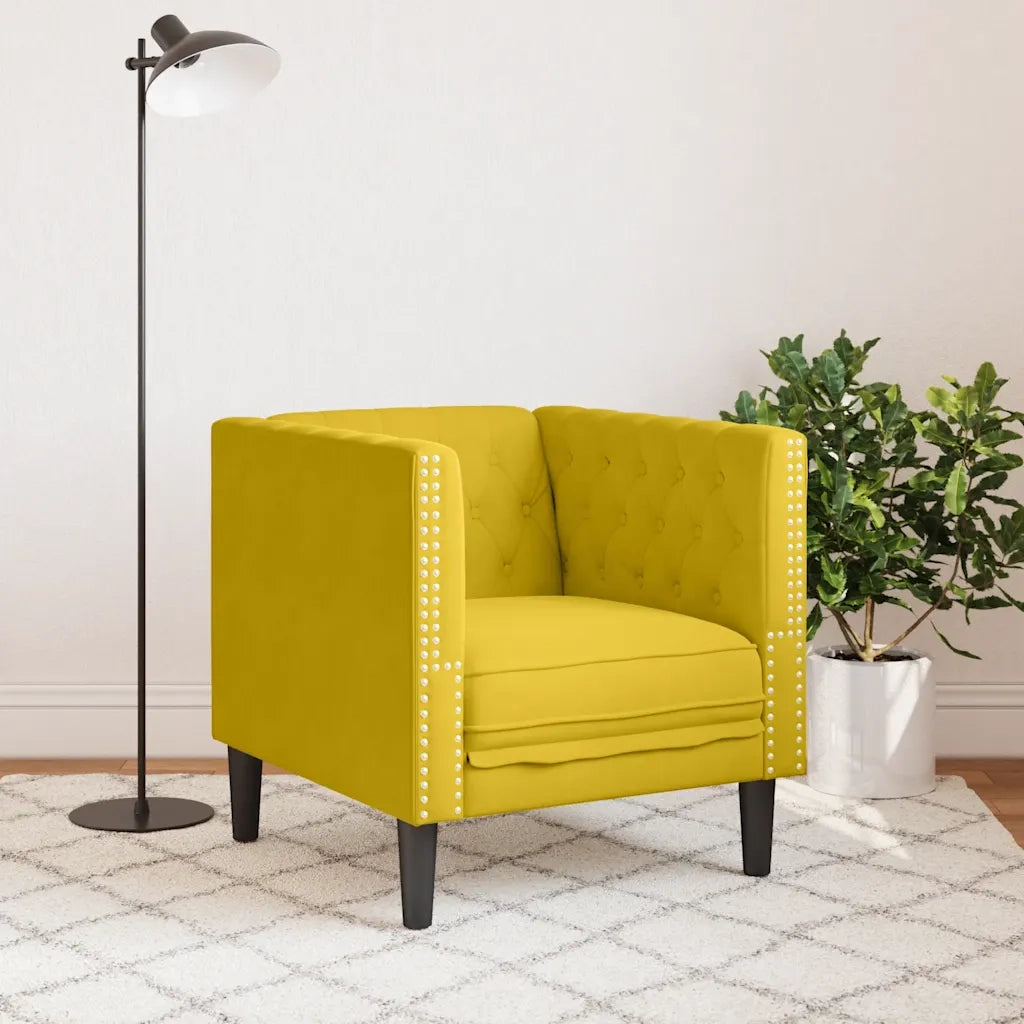 Poltrona | Sedia Relax Chesterfield Gialla in Velluto