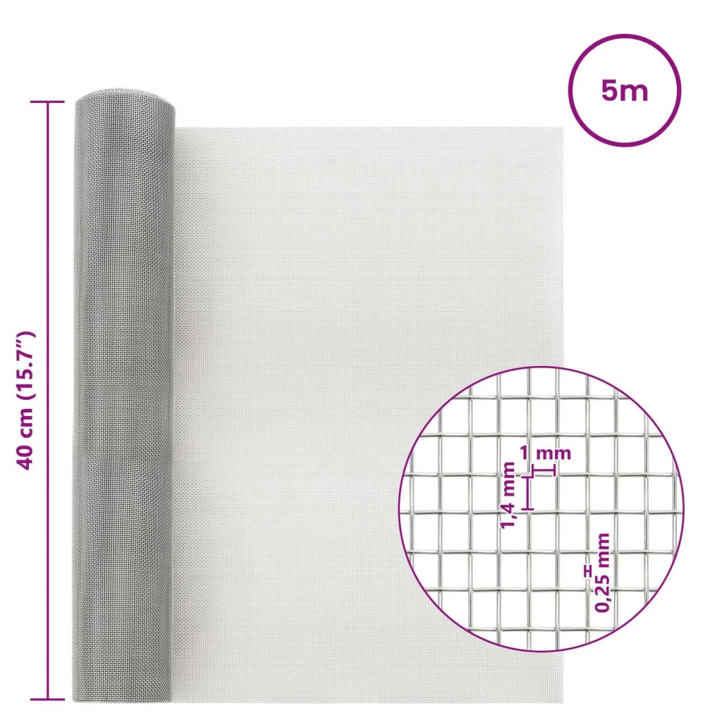 Rete per schermatura 40 x 500 cm 18 Mesh Argento 42039611