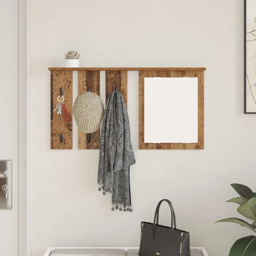 Appendiabiti a muro con specchio Legno vecchio 85 x 10 x 45 cm 874489