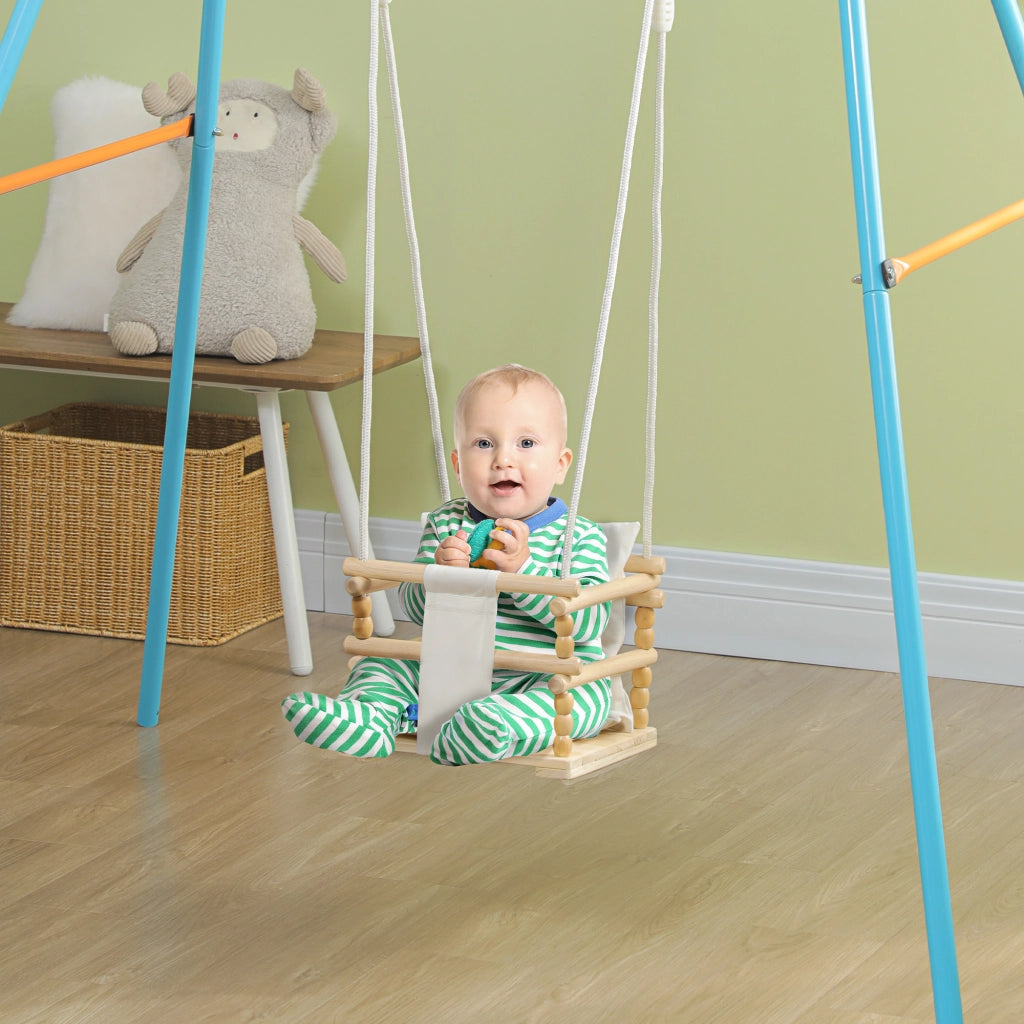 Altalena per Bambini in Legno e Cotone con Cuscino ¨C Minimal ¨C 30x30x110-180 cm