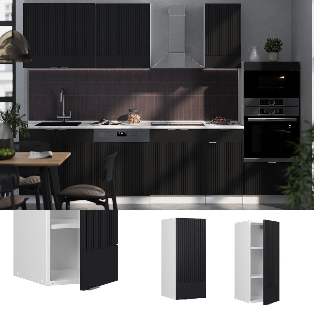 Pensile da cucina Fame-Line Nero rigato/Bianco 30 cm Vicco