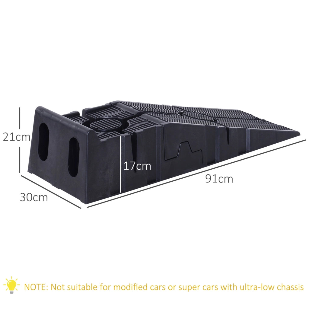 Set 2 Rampe per Auto Max 5 Tonnellate 91x30x21 cm in Plastica Neri