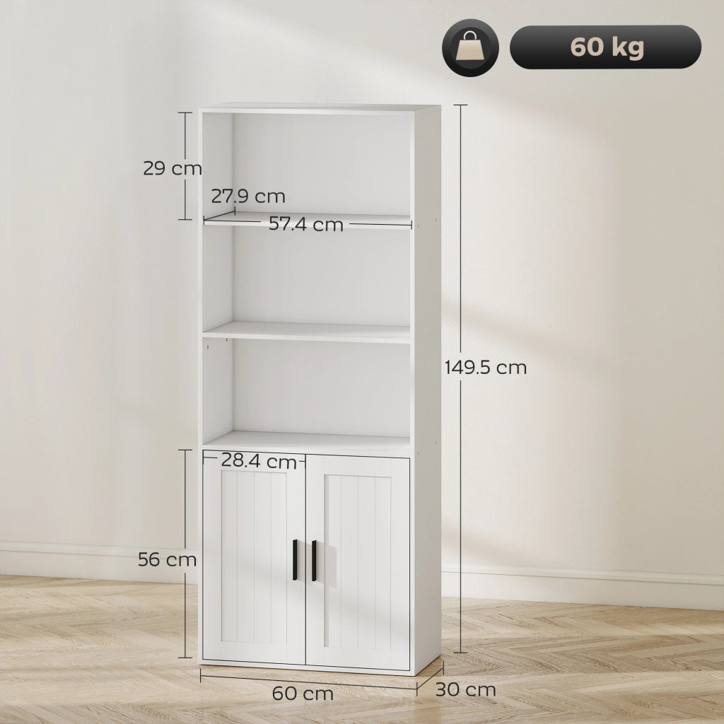Libreria con ripiani aperti e armadietto 2 ante ¨C Minimal ¨C Bianco 60x30x145.5 cm