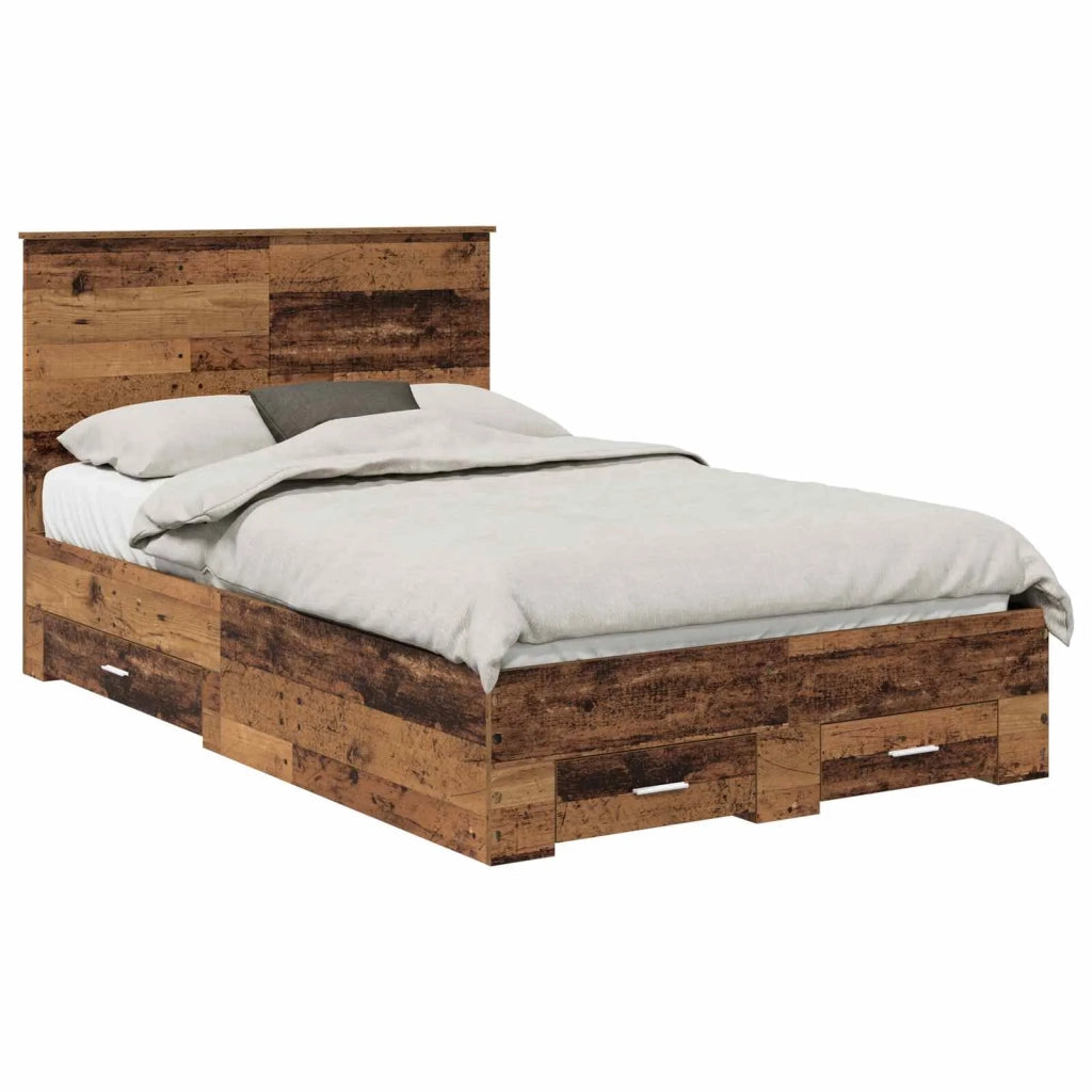 Letto matrimoniale | Letto per adulti | Struttura del letto con testiera Legno vecchio 120 x 190 cm